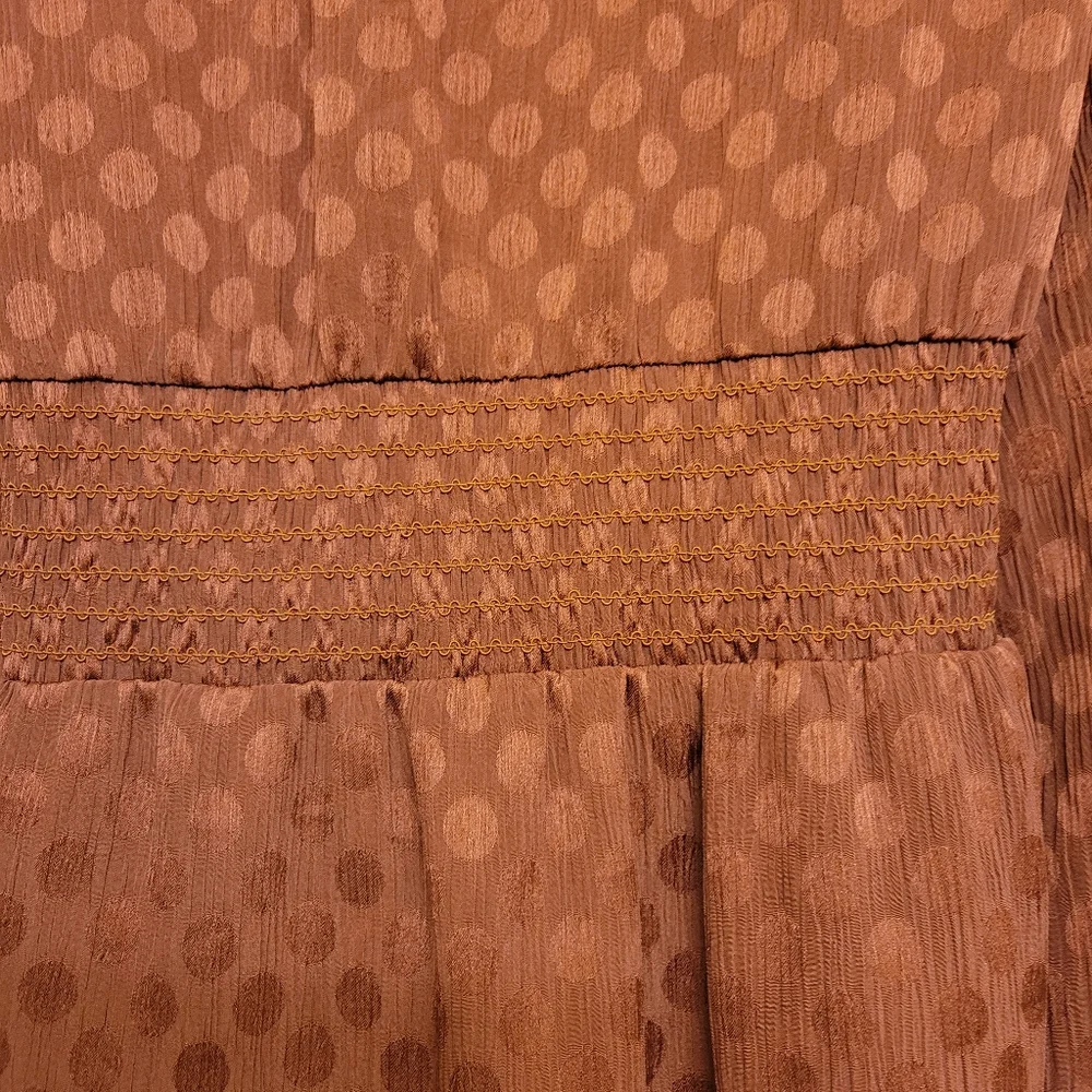 Women's Max Studio Burnt Orange Long Sleeve Flowy Blouse, Size Large - Picture 13 of 16